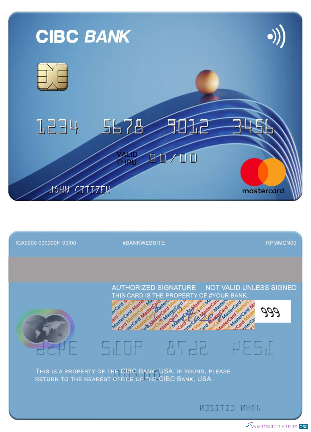 Download USA CIBC Bank mastercard Photoshop template